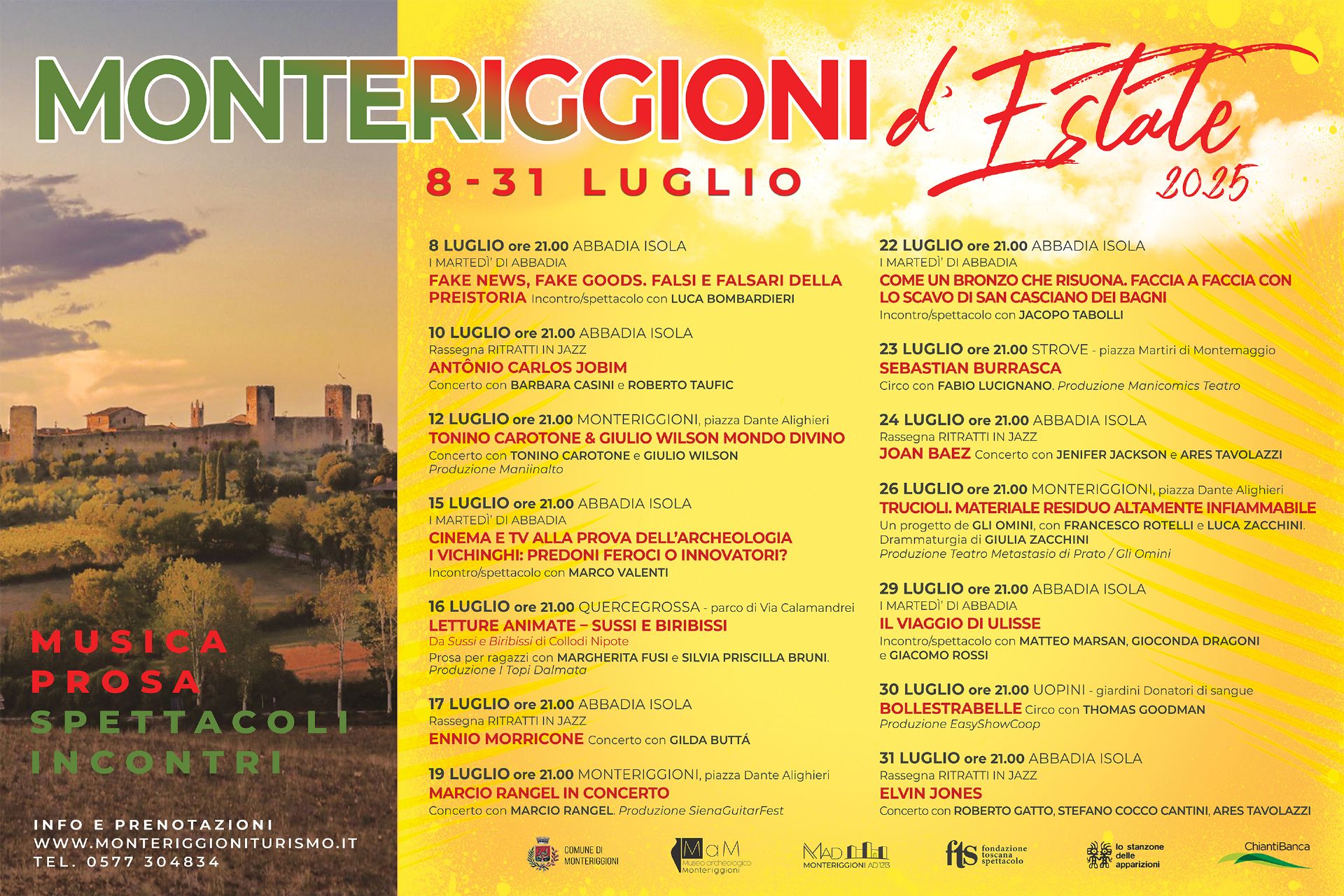 Programma eventi Monteriggioni Luglio 2025