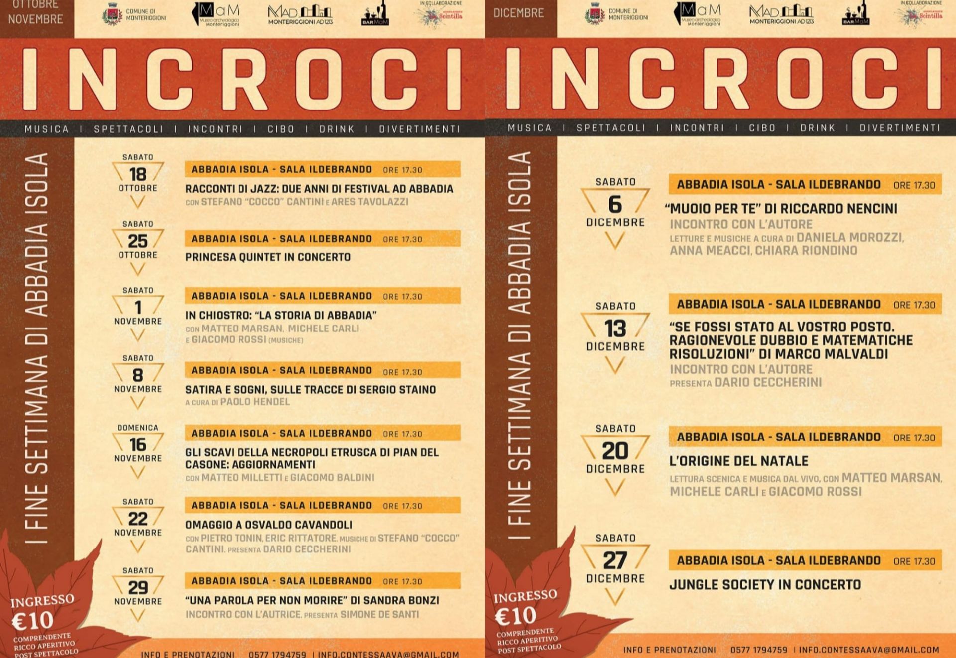 programma rassegna Incroci ottobre-dicembre 2025