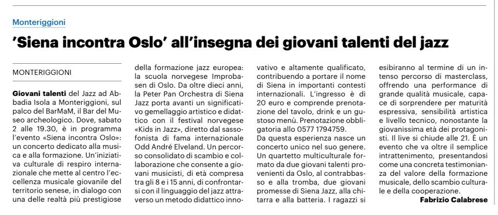 Articolo concerto 2 maggio al BarMam di Abbadia Isola 