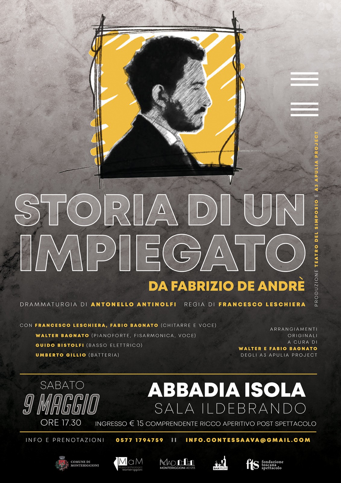 Locandina evento De André 9 maggio 2026