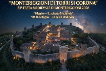 Foto di Monteriggioni con date festa medievale 2026