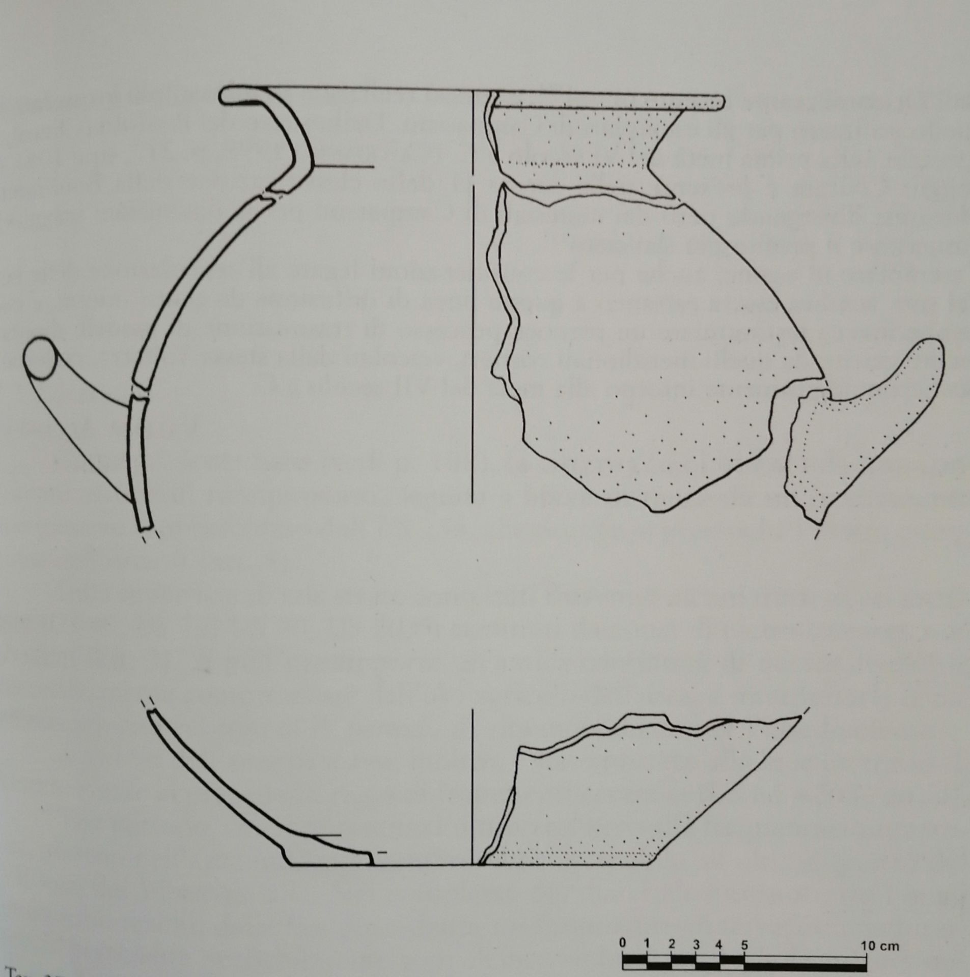 Ricostruzione di una olla stamnoide in impasto rosso prodotta a Campassini